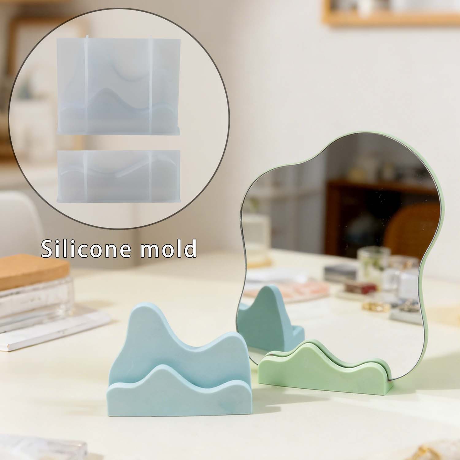 Proud DIY Mountain Mirror Base Silicone Mold Desktop Mirror Decoration Aromatherapy Plaster Candle Mold