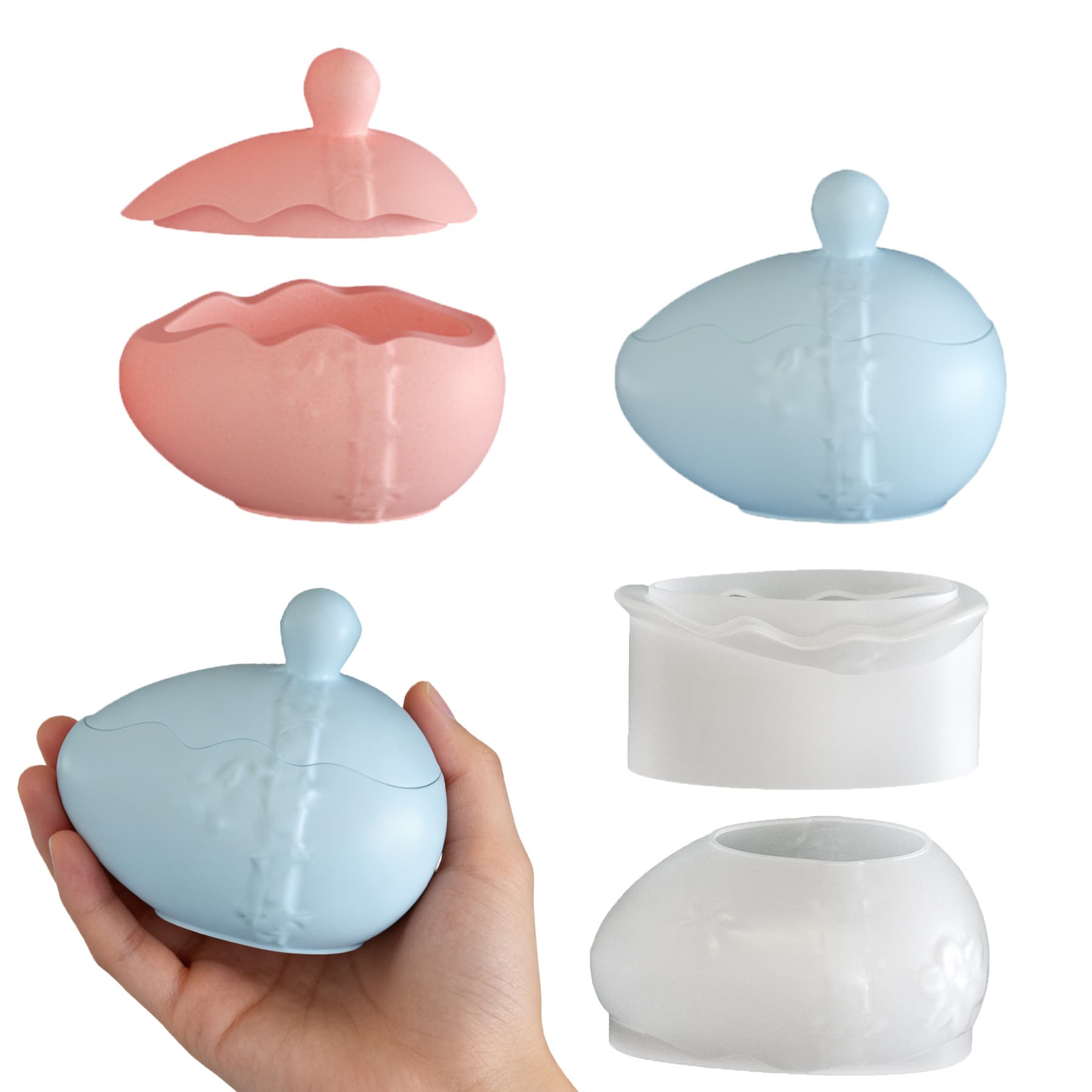 Cross-border Patterned Egg Storage Box Resin Silicone Mold Epoxy DIY Easter Eggshell Plaster Candle Cup
