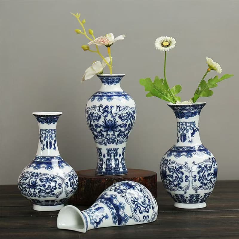 Home Wall Hanging Small Flower Bottle Chinese Zen Wall Bottle Blue and White Porcelain Vase Ceramic Office Decoration Craft Decoration