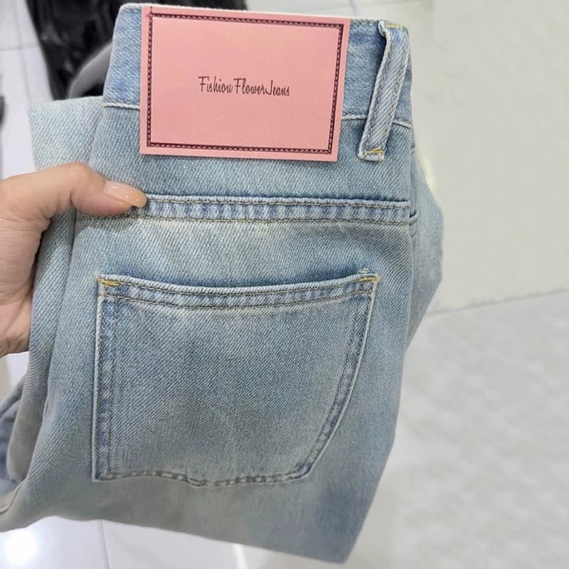 Light Wash Straight Leg High Waist Jeans Women's Spring Summer Autumn Floor Length Wide Leg Trousers Versatile Pear Shape