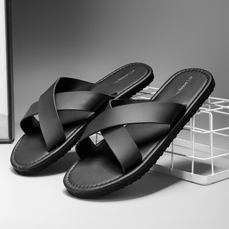 Cross Strap Sandals for Men, Cross-Border Soft Sole Summer Sandals, Non-Slip Men's High-End Beach Shoes