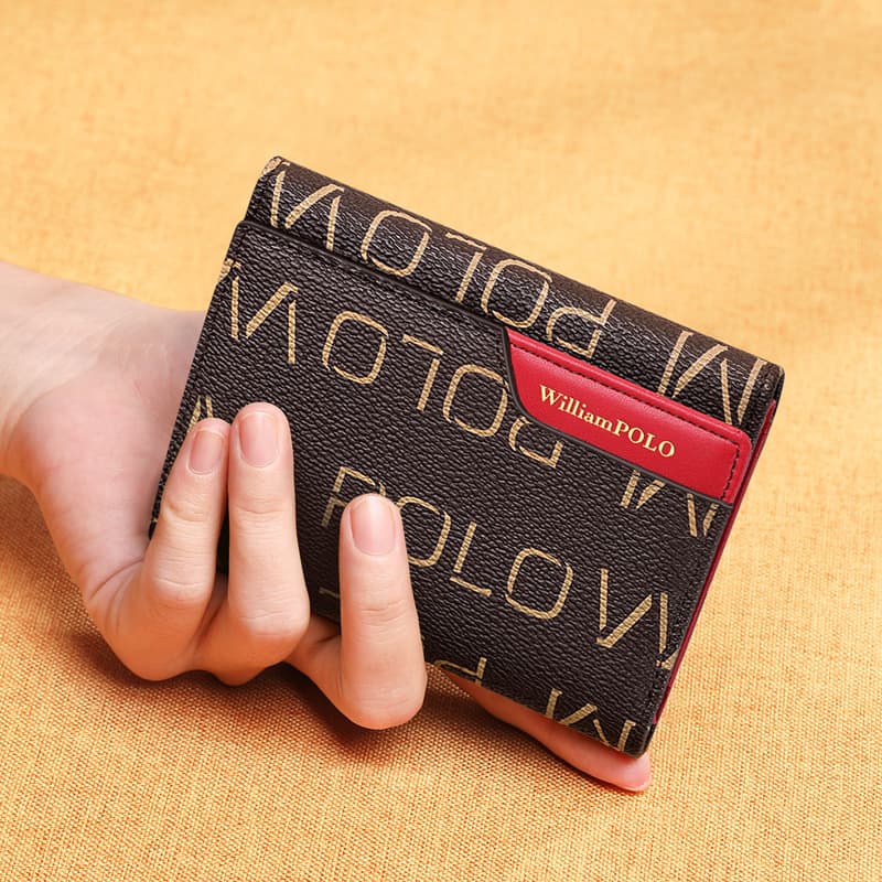 Yinghuang Paul Women's Short Wallet Genuine Leather Wallet Cowhide Wallet Tri-Fold Wallet Fashion Money Clip Coin Purse