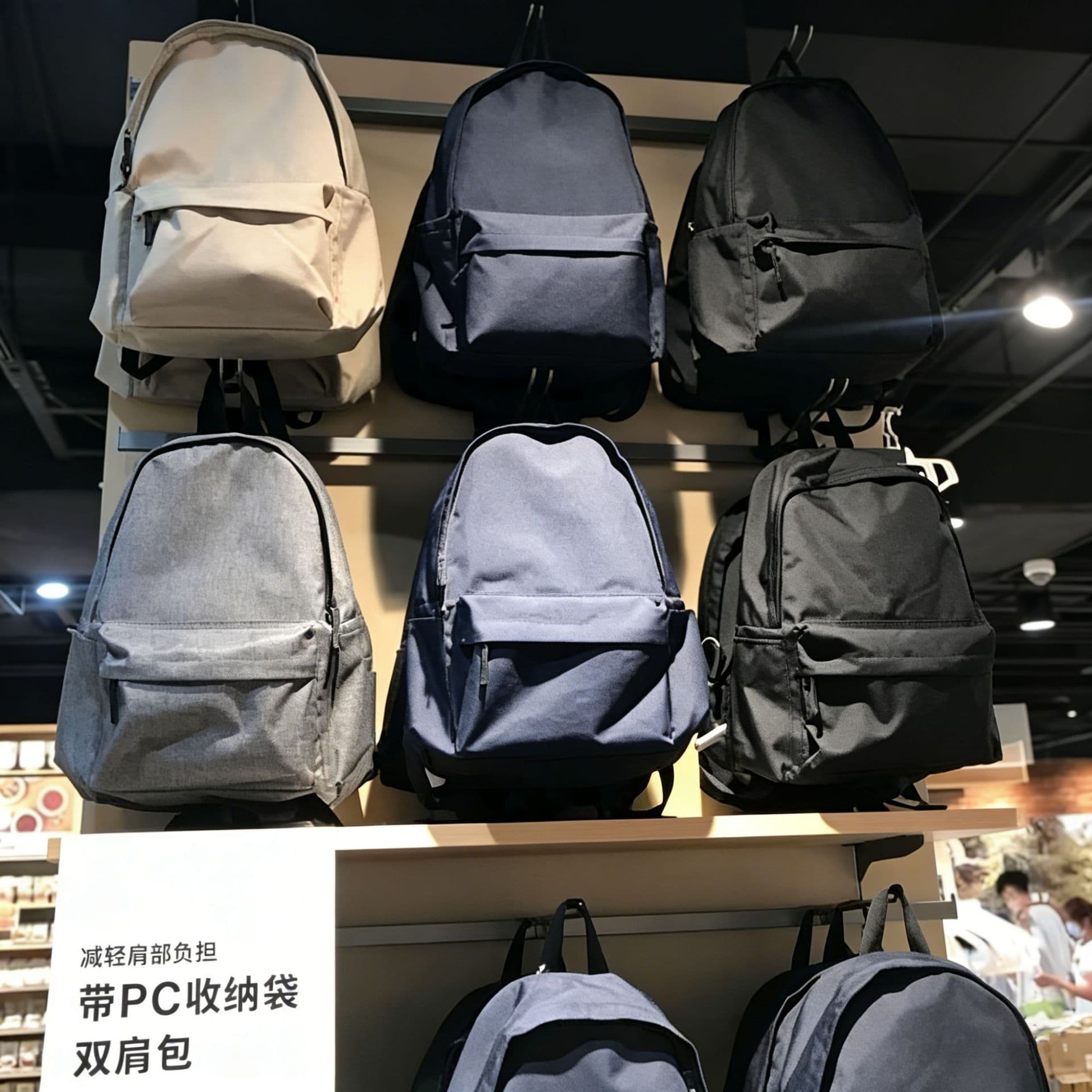 Muji-style Japanese Double Shoulder Bag Simple Lightweight Solid Color Backpack Student School Bag Unisex Computer Bag Trendy Bag Source Factory