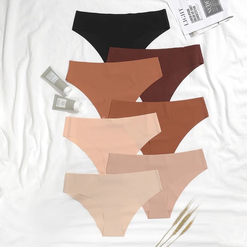 Yoga Fitness Seamless Underwear for Women, Free-Cut Edge, Ice Silk One-Piece Half-Hip Mid-Rise Plus Size Triangle Panties