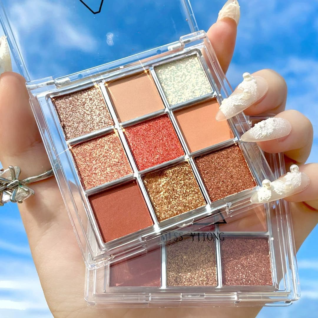 MGL 9-Color Acrylic Eyeshadow Palette Earth Tone Shimmer Pearl 9-Pan Eyeshadow Palette Student Affordable Ins Super Hot