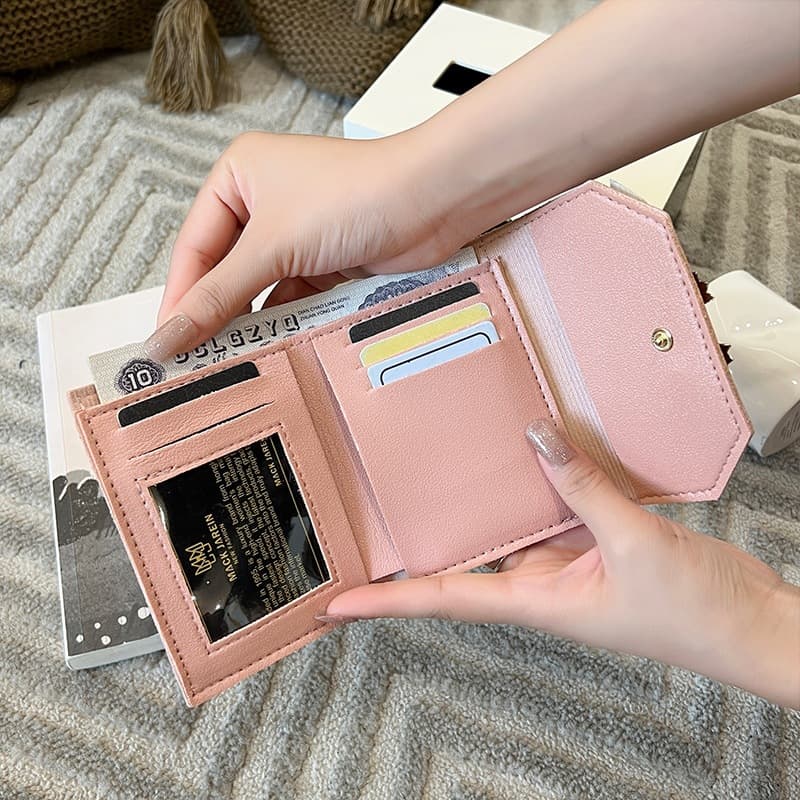 Cross-border Best-selling Women's Bags 2026 Bowknot Short Bifold Snap Button Ladies Wallet Mini Cheap Small Bag