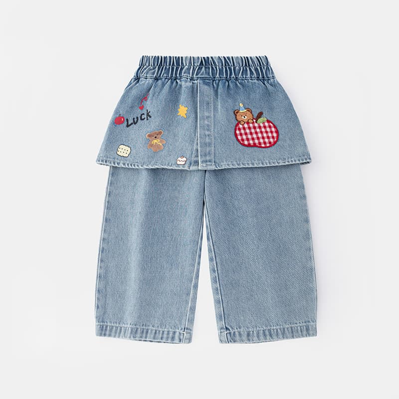 2026 New Autumn Baby Kids Straight-Leg Denim Skirt Pants Girls Trousers Spring Fall Children Long Pants 6007