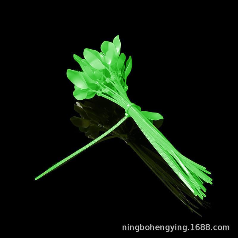 Cross-border nylon cable ties with simulated leaves, colorful ties in stock, manufacturer wholesale prices