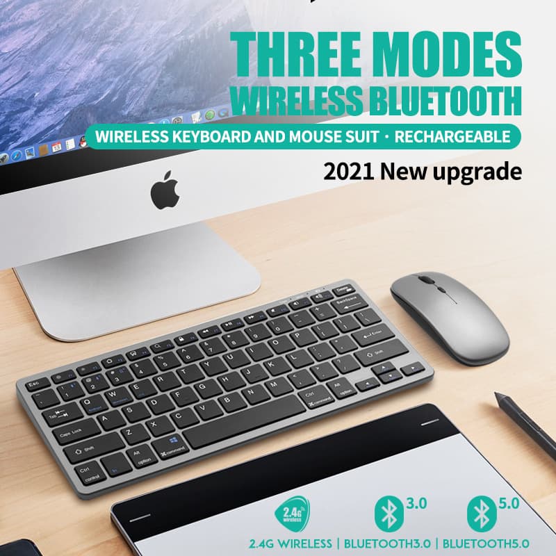 3-Mode Wireless Bluetooth Keyboard Mouse Combo
