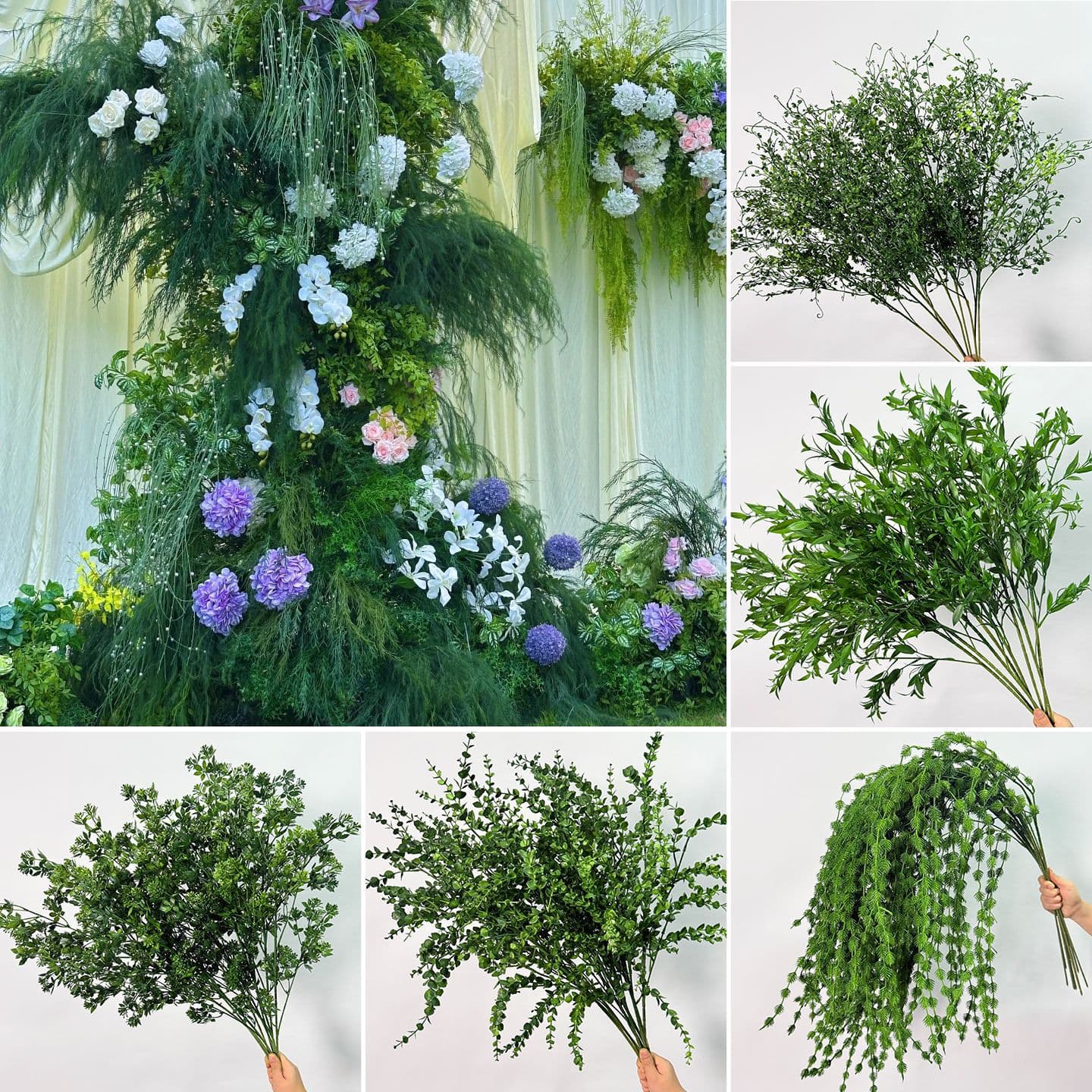 Forest-style artificial flowers and greenery scene decoration, fake flowers for landscaping, eucalyptus leaves green artificial flowers