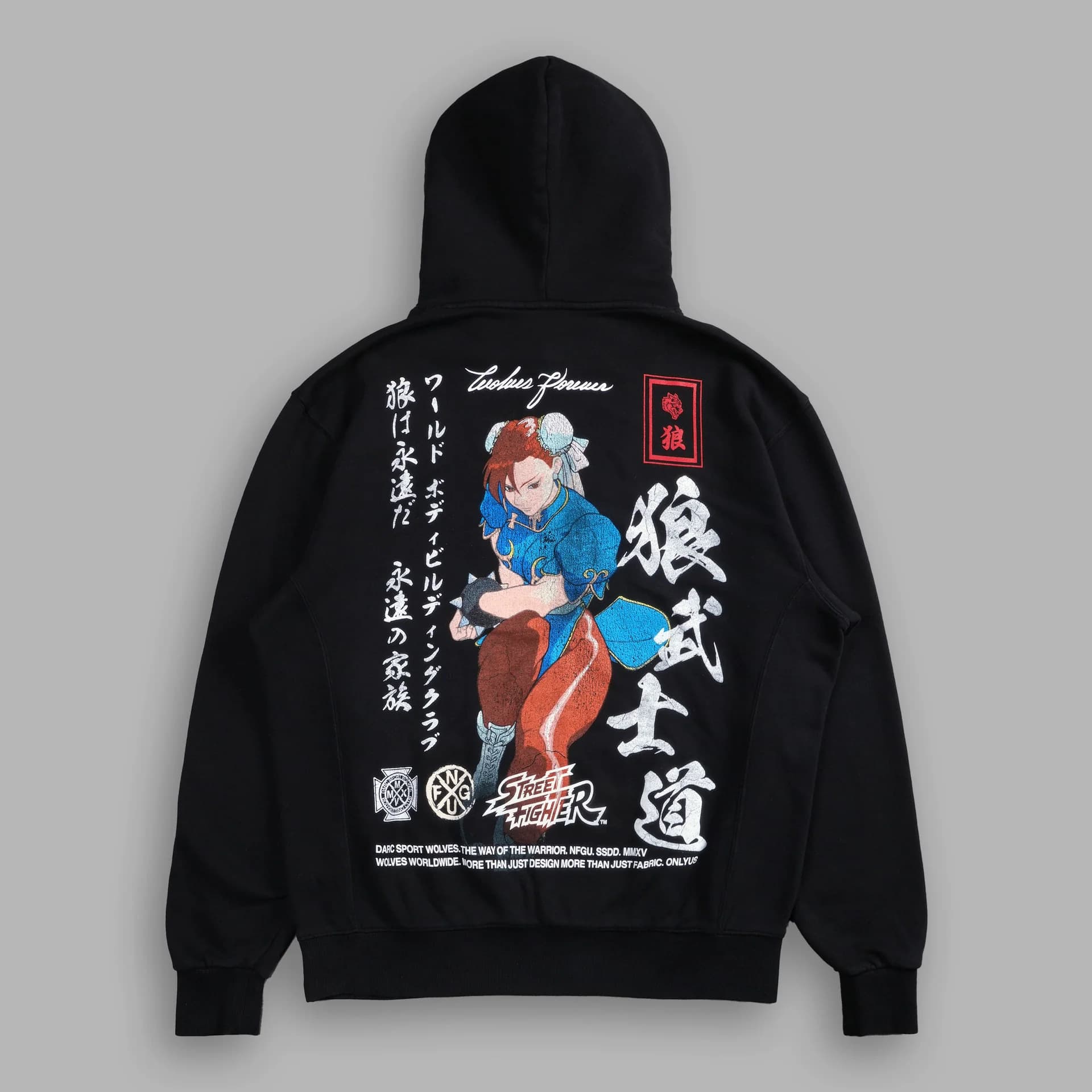 DARC SPORT Autumn Winter American High Street Fierce Wolf Graphic Print Loose Fit Unisex Hoodie Streetwear