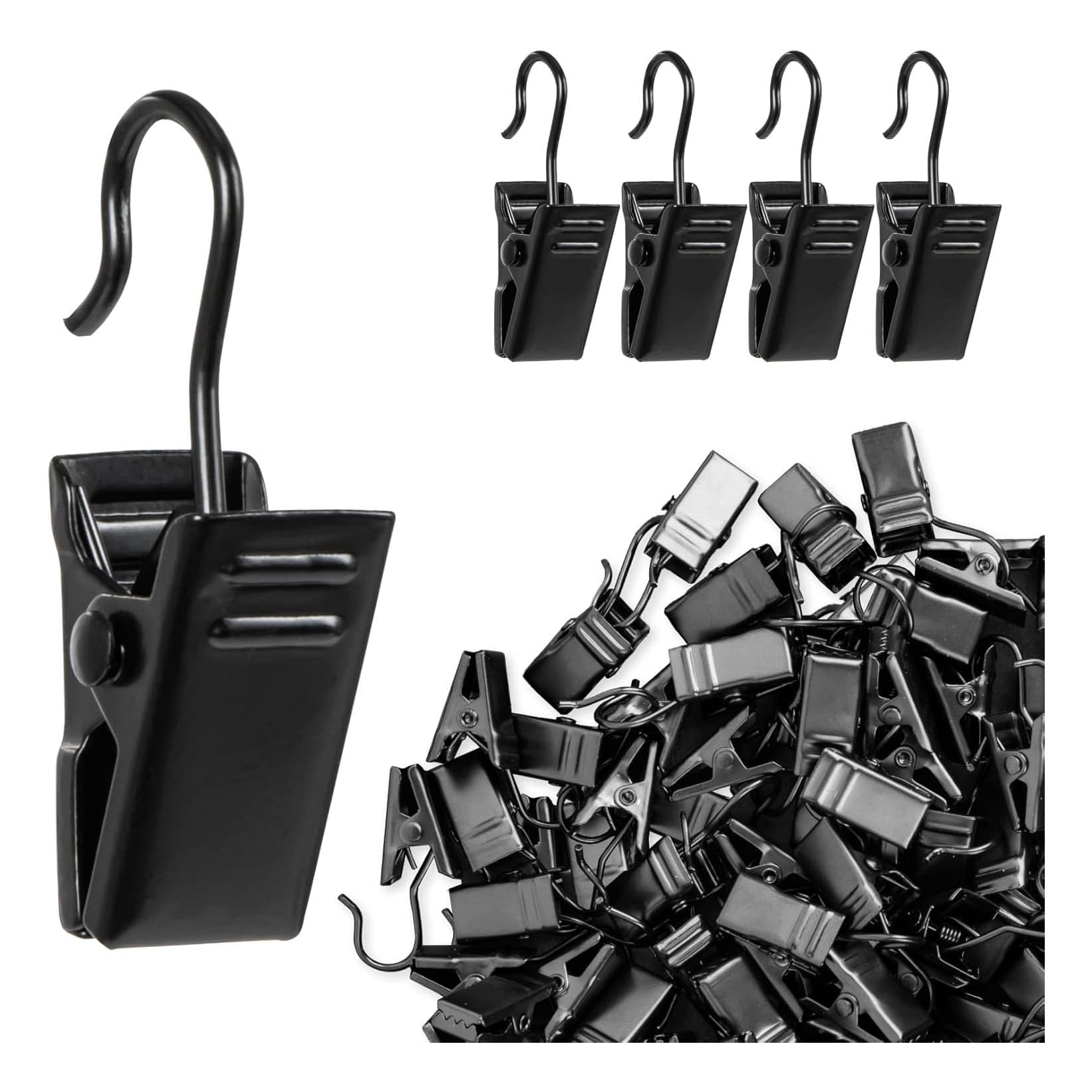 Factory Stock Direct Sales Curtain Clip Hook Clip Hardware Clip Iron Factory Tag Clip Large Hook Curtain Clip Black