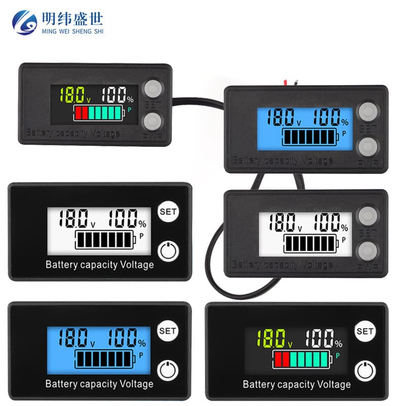 Lithium battery voltage and charge display LCD temperature high voltage alarm lead-acid lithium battery digital display voltmeter