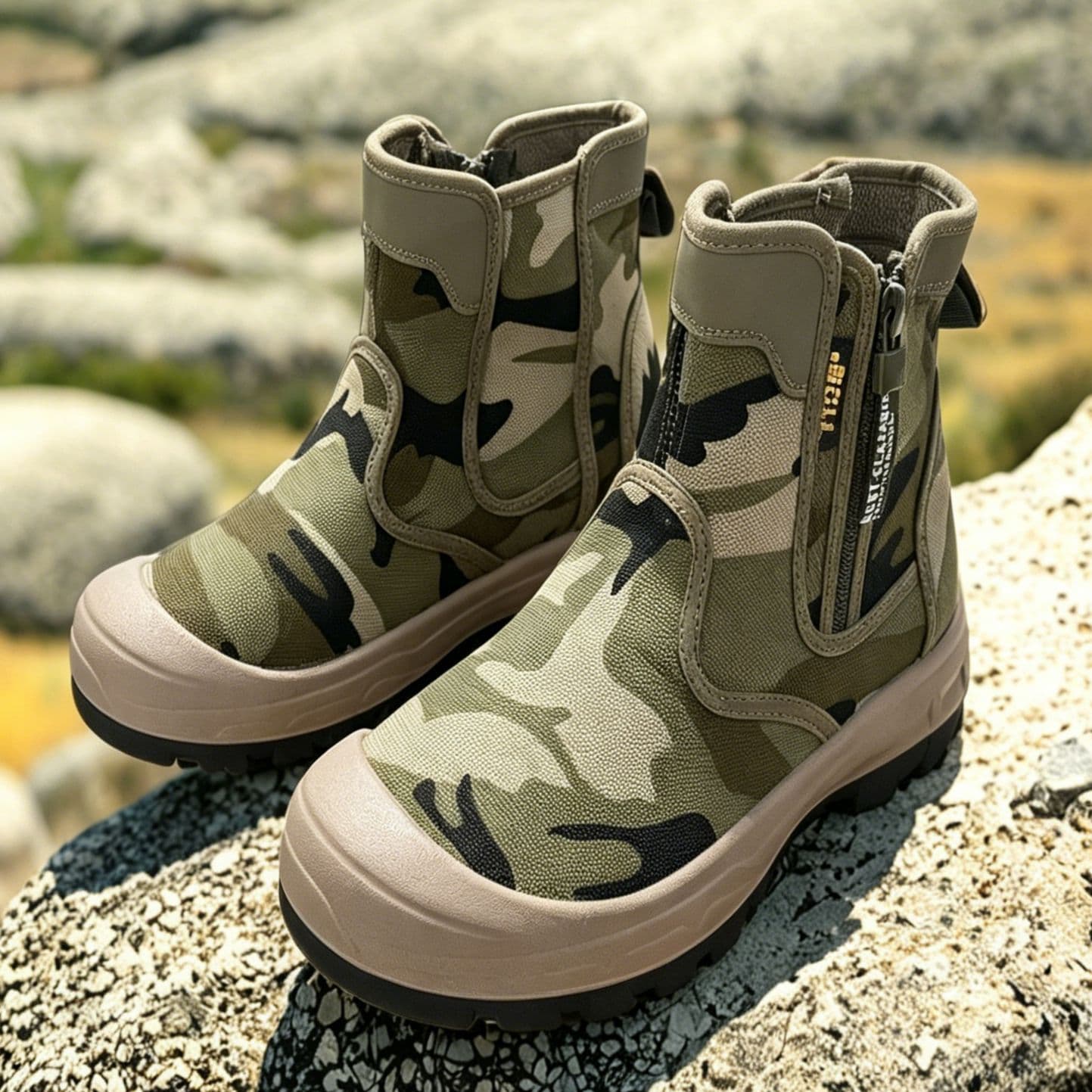 2026 Men's Work Safety Shoes, Zipper Non-Slip Wear-Resistant Men's Shoes, Outdoor Hiking Shoes, Liberation Shoes High-Top Shoes