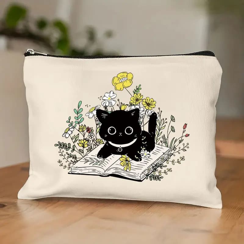 New Cross-Border Hot Selling Cosmetic Bag Fun Cat Pattern Cosmetic Bag Zipper Lightweight Travel Cosmetic Organizer