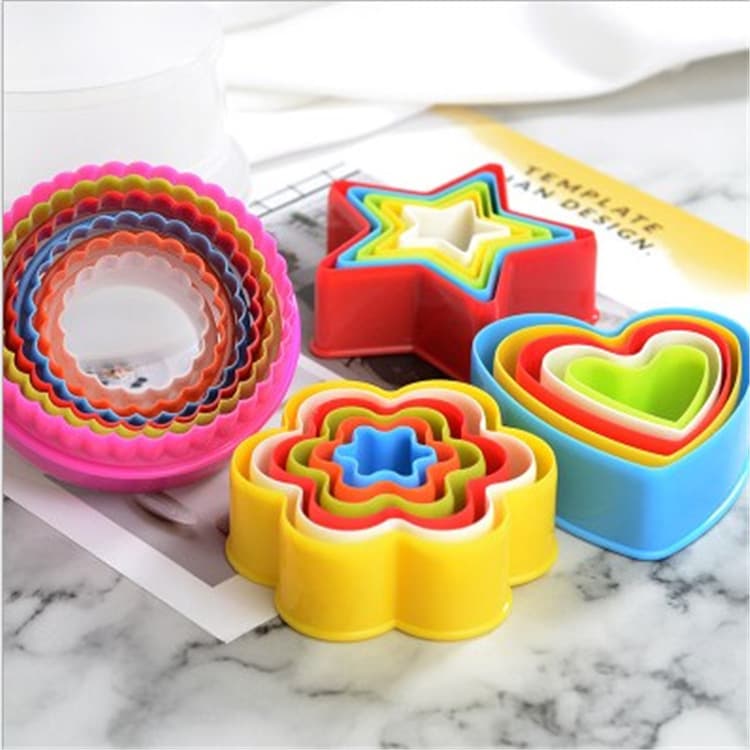 Baking Colorful Plastic Cookie Cutter Set Mousse Ring Cookie Mold Baking Tool Vegetable Fruit Cutter