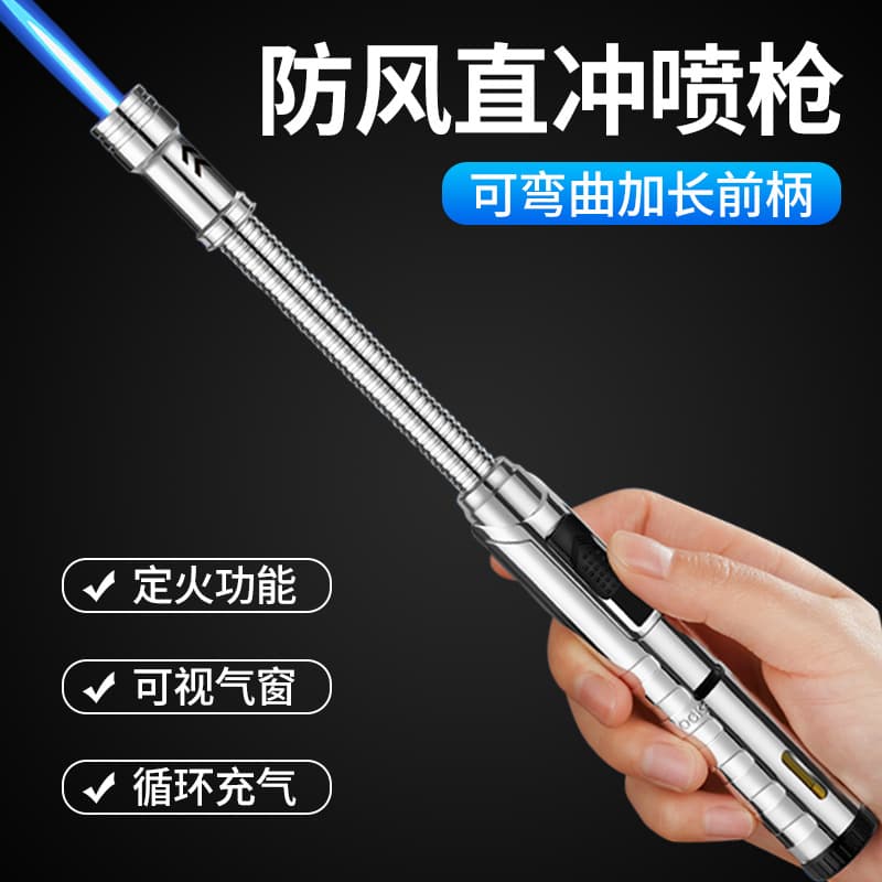 Lighter Refillable Gas, Household Extended Handheld Spray Gun, Windproof Gas Stove Ignition, High Temperature Fire Starter, Blue Flame Welding Torch