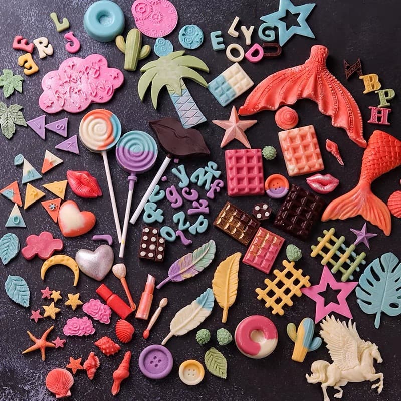 Chocolate Fondant Cake Mold Fish Tail Waffle Long Grid Embossed Numbers Stars Silicone Creative Baking