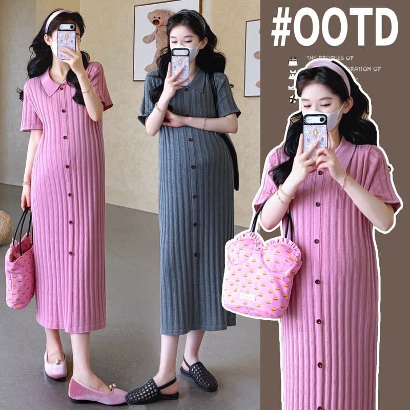 Maternity Dress 2026 Summer New Arrival Plus Size Casual Knit Maternity Dress, Slimming Lazy Maternity Dress