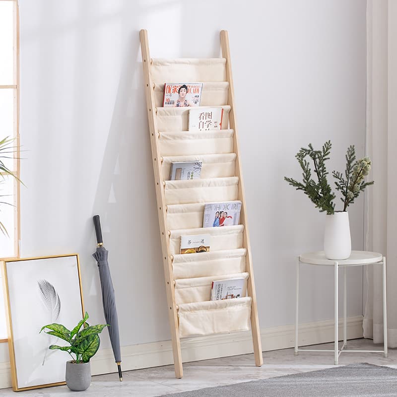 [Drop shipping] Wooden bookshelf, floor-standing wall-mounted storage rack, newspaper stand, picture book display, magazine and newspaper storage rack