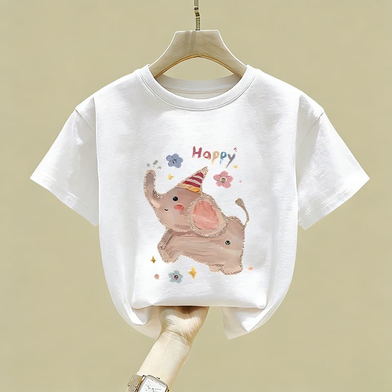 Girls Short Sleeve T-Shirt Summer 2026 New Chinese Style Cotton Half Sleeve Kids Top