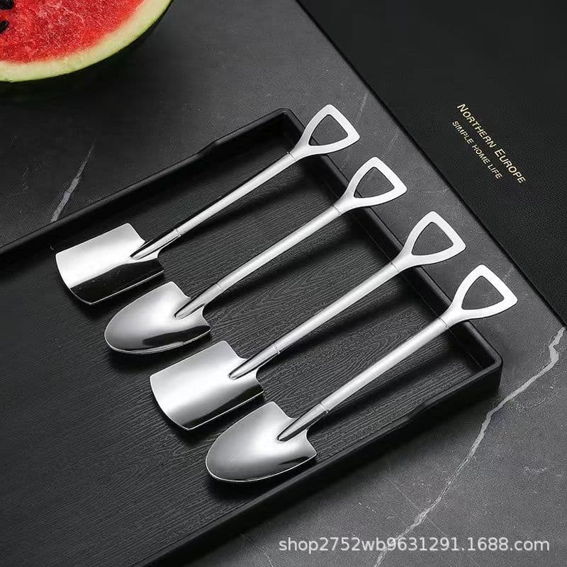 Creative Watermelon Spoon Stainless Steel Spade Household Dessert Ice Cream Cake Scoop Square Tip Engineer Shovel Factory Wholesale