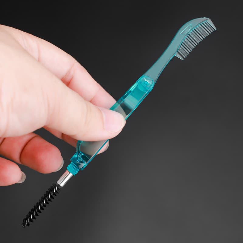 Dual-Use Folding Eyebrow Comb Double-Ended Eyelash and Eyebrow Brush Plastic Makeup Comb Brush Mascara Brush Eyelash Comb Eyebrow Brush