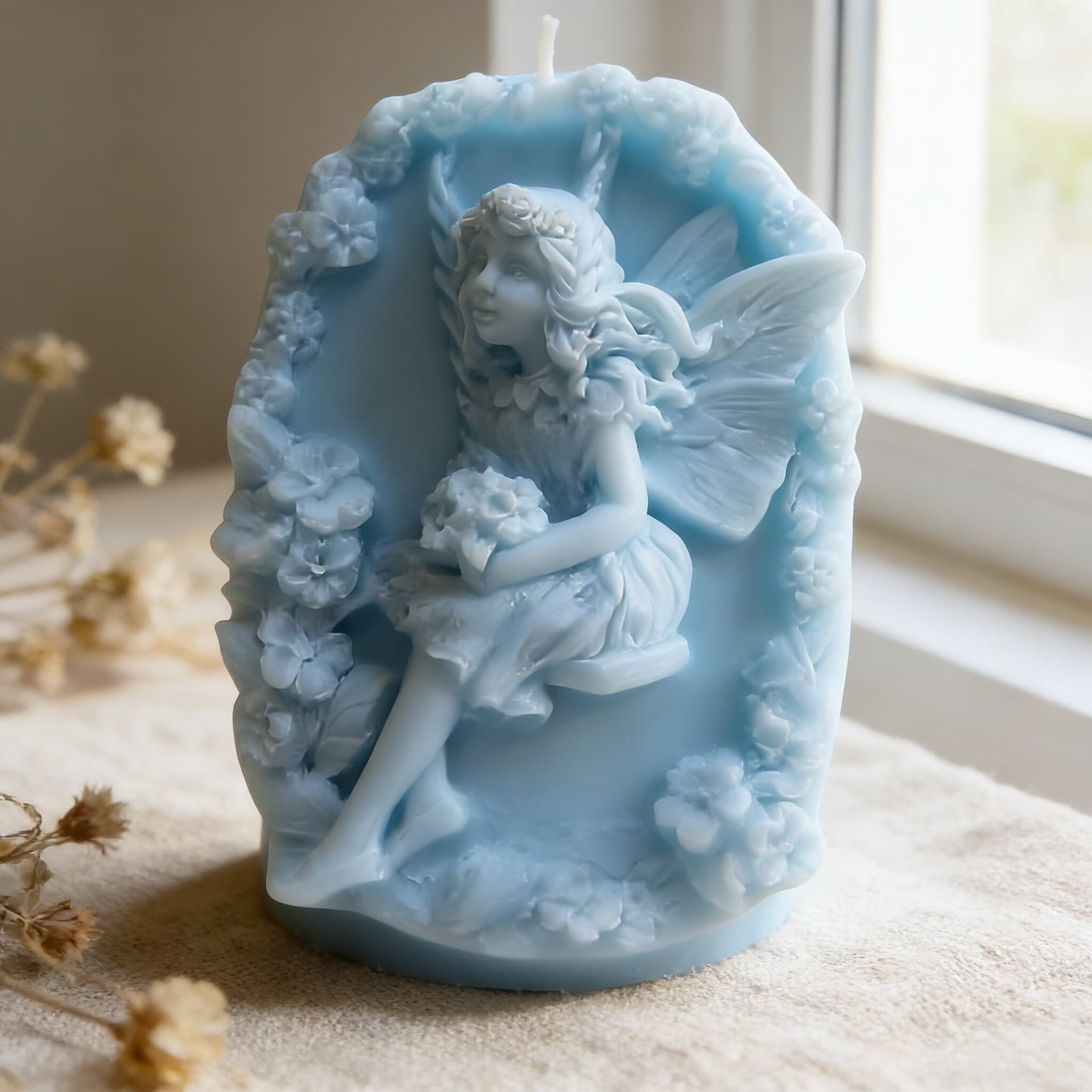 S016 Flower Fairy on Swing Handmade Soap Mold / Candle Mold / Soap Silicone Mold Gypsum Cement Silicone Mold