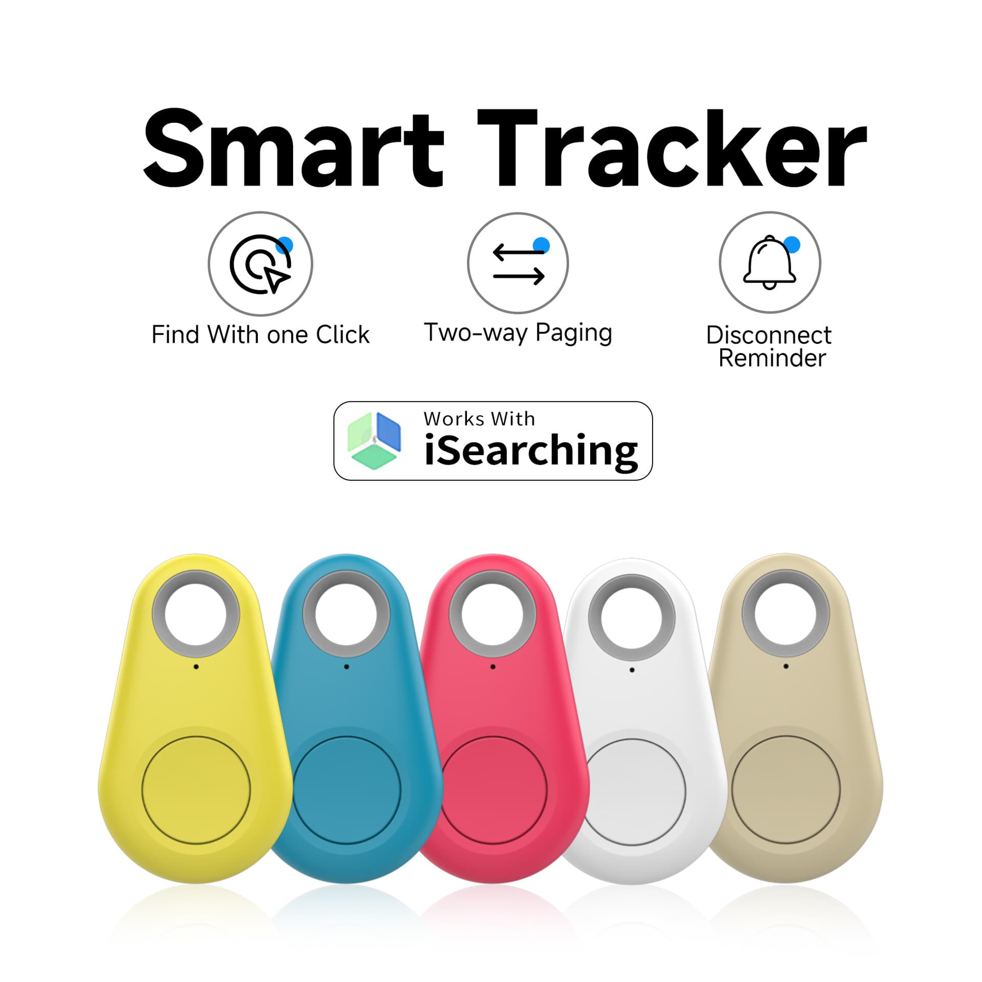 Bluetooth Anti-Loss Device for Finding Lost Items, Cats, Dogs, Keys, Bags, and Phones; Two-Way Alarm Tracker and Locator