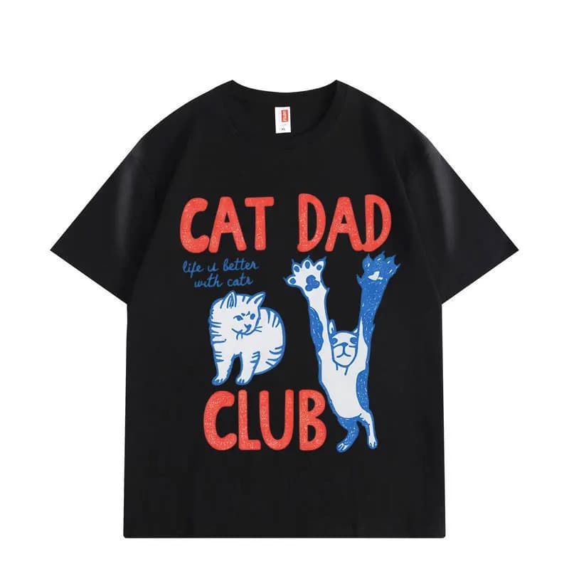 【Cross-border EU Size】Cat Dad Club Funny T-shirts Men Women Clothing
