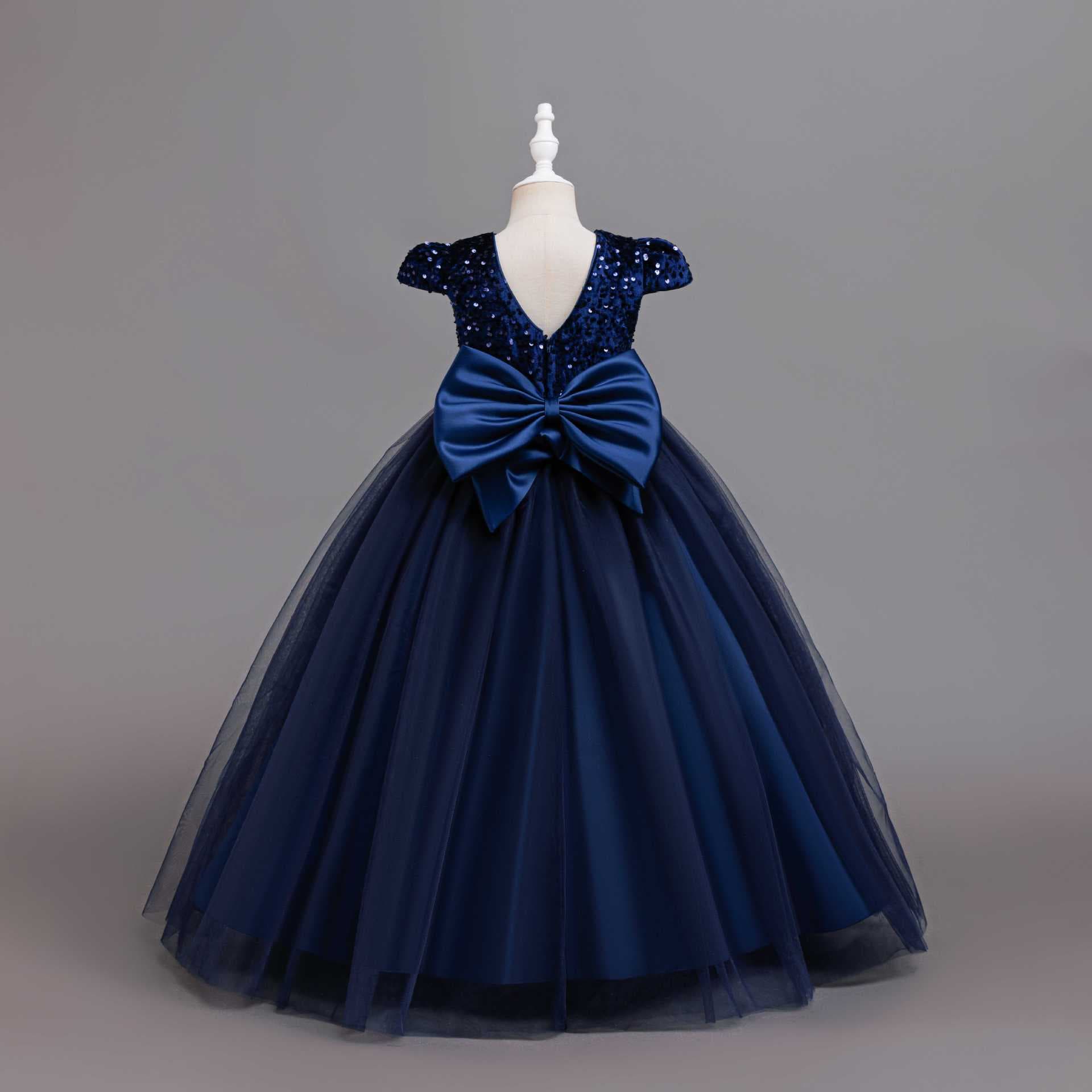 Girls 2025 Amazon New Style Children's Princess Dress Long Sequin Dress for Girls Wholesale