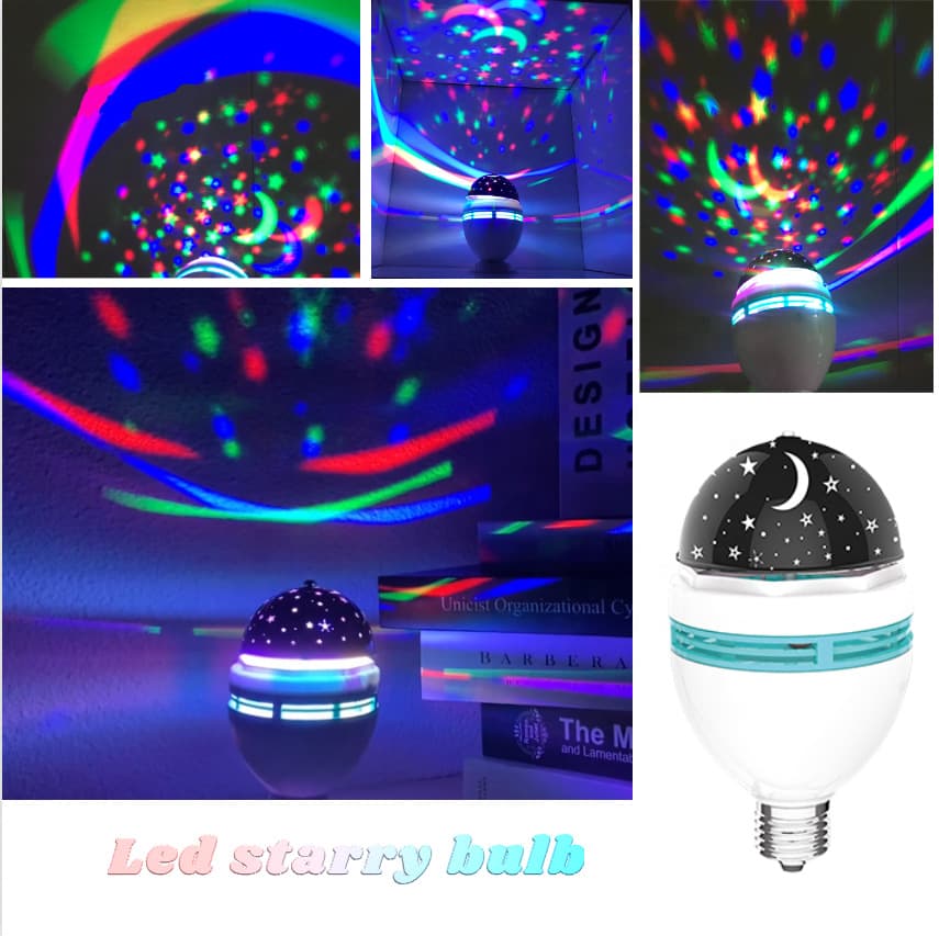 Colorful Rotating Starry Sky Projector Lamp Bulb Magic Ball Stage Light Christmas Starry Atmosphere Light Disco Stage Lighting