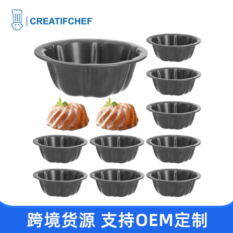 10-Piece Mini Cupcake Mold Non-Stick Pumpkin Cake Pan Oven Baking Bread Mold