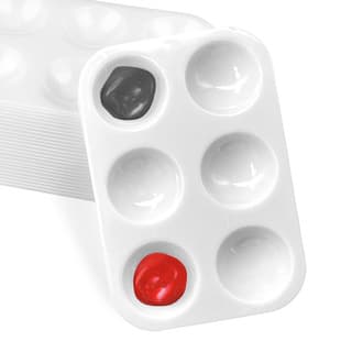 Cross-Border 6-Hole Plastic Rectangular Art Painting Palette White, Children's Simple Gouache Watercolor Art Tool