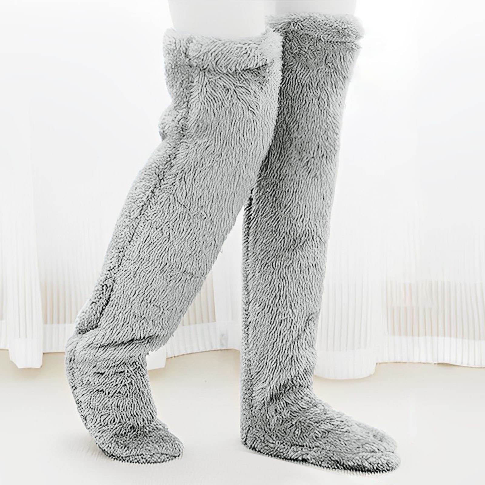 Vacuum cross-border autumn and winter Amazon stand-up teddy bear floor socks, stockings, knee pads, warm socks, high knee socks
