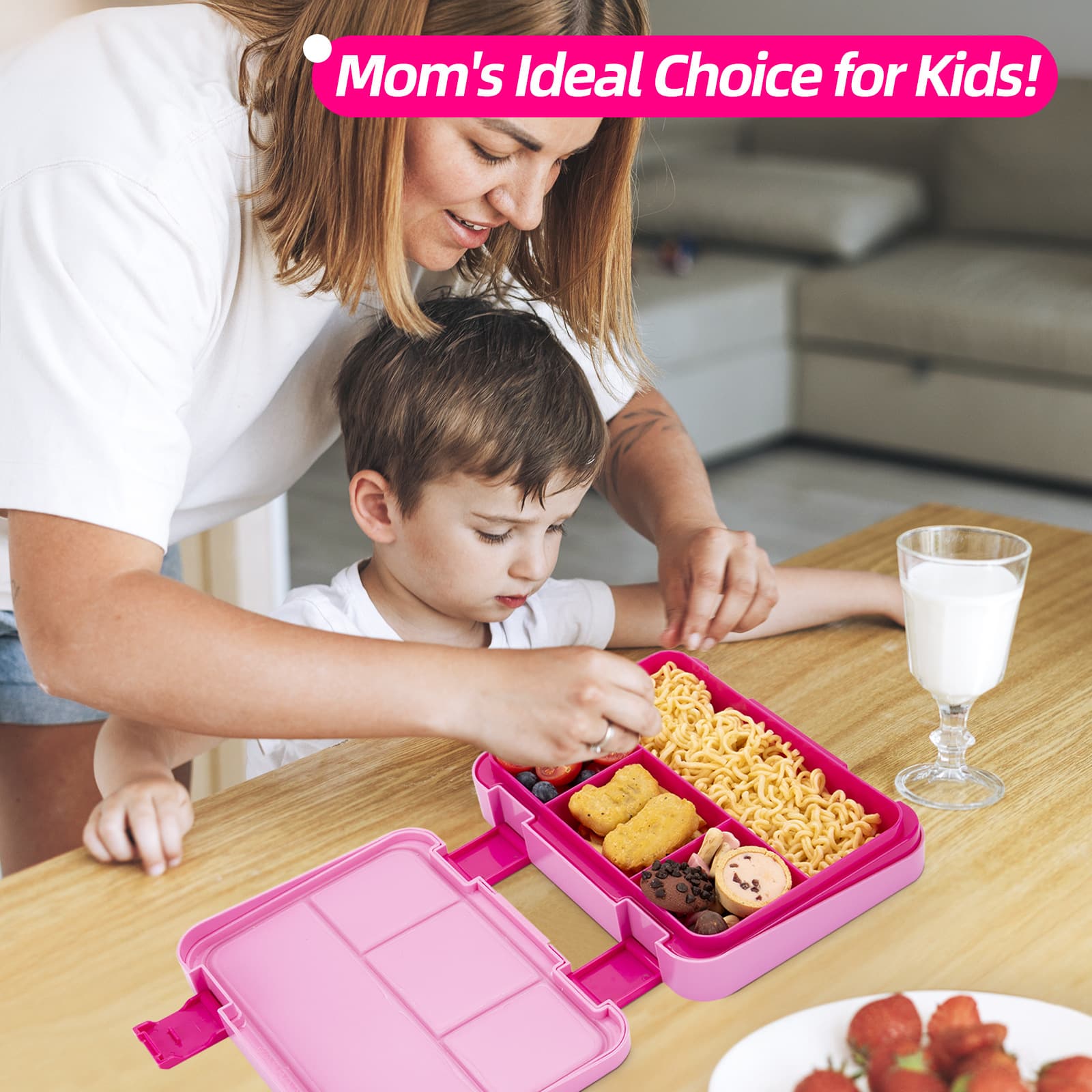 Cross-border Supply Children's Large Capacity 1180ml Lunch Box Cartoon Print Bento Box Microwaveable Portable Lunch Box