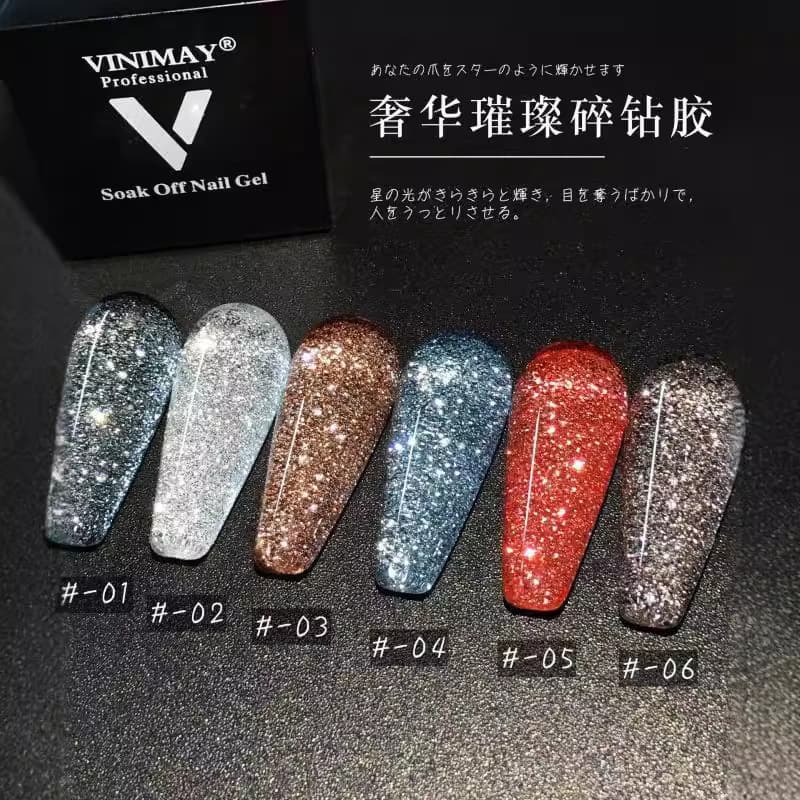 Nail Art Crushed Diamond Glue 2021 Internet Celebrity New Product 6 Colors Brilliant Exploding Platinum Glue Crystal Nail Art Shop Crushed Diamond Nail Polish