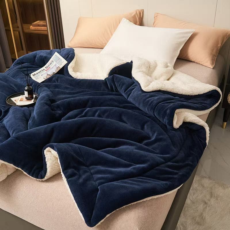 Luxury flannel thickened lamb fleece single/double office dormitory bedspread quilt for naps, air-conditioned sofa cover