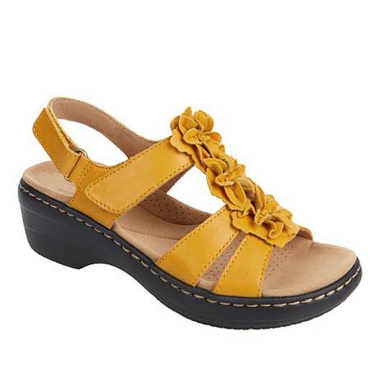 Cross-Border Trade Summer Sandals New Style European and American Hollow Wedge Heel Peep-Toe Flower Casual Comfortable Sandals Women Plus Size 43