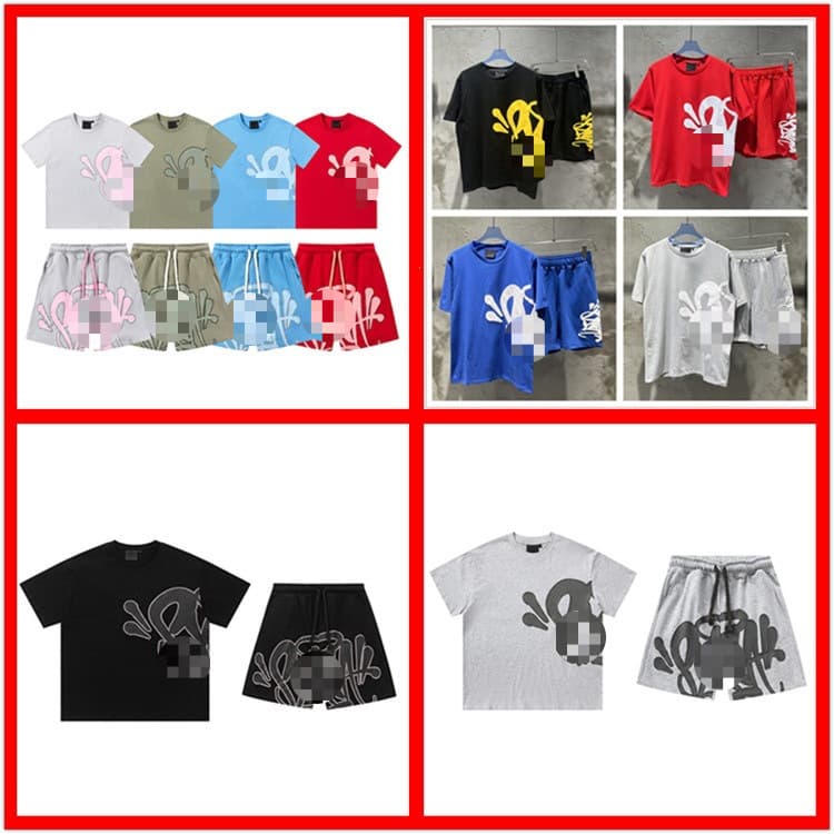 2025 New Summer Cross-border European and American Trendy Men's and Women's Set Letter Foam Print Short Sleeve and Shorts Set In Stock