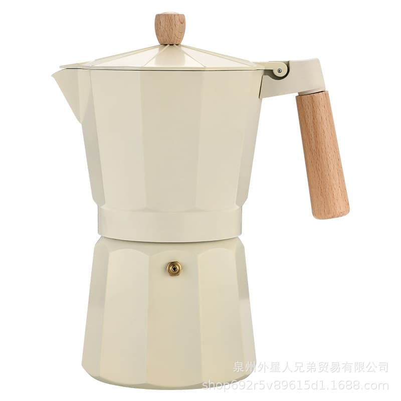 Cross-border special supply of Italian wooden handle coffee pot, portable hand-brewed coffee pot set, outdoor camping coffee pot