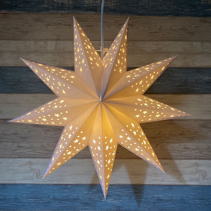 Stock Foldable Seven-Point Star Christmas Decoration Hanging Paper Lantern Lampshade for Festival Venue Decoration