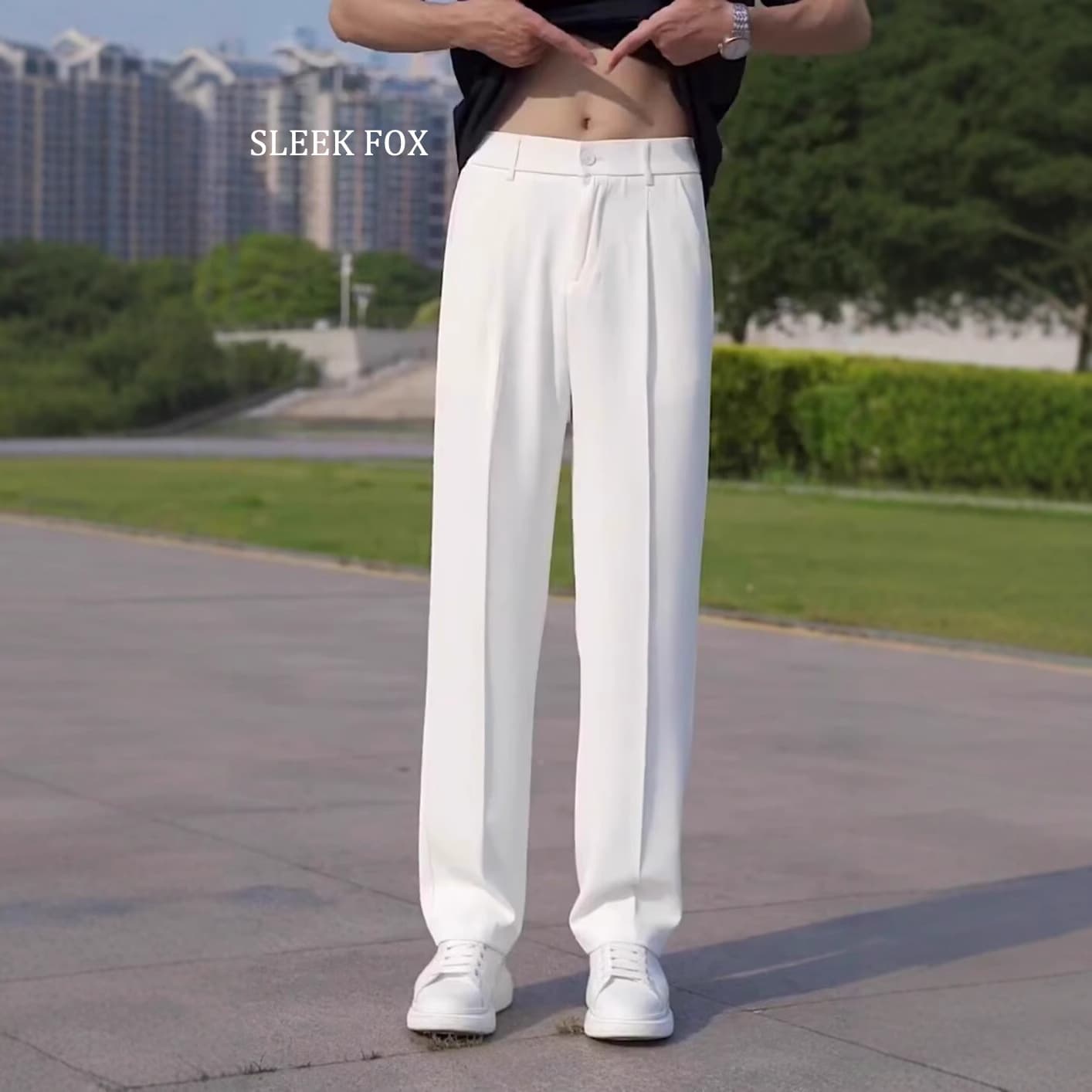 Summer Thin Dress Pants for Men, Loose Draped Trousers, Black Casual Pants, High-Quality Draped Suit Pants, Long Pants