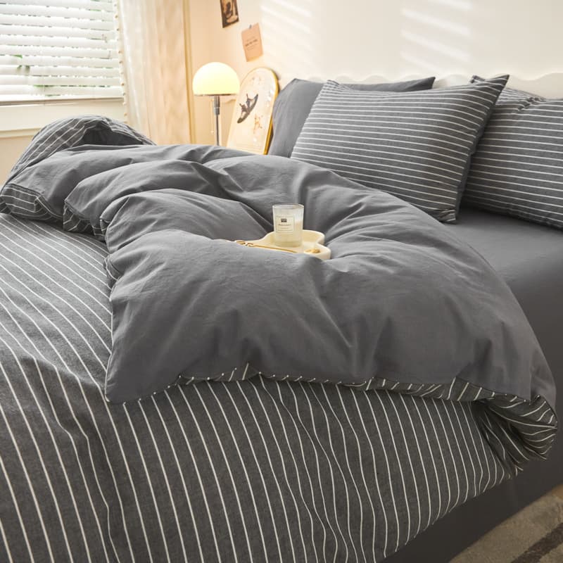 Grade A Pure Cotton 4-Piece Bedding Set, Simple Cotton Fitted Sheet 3-Piece Set, Duvet Cover Single, Home Washable Cotton Dorm Bed