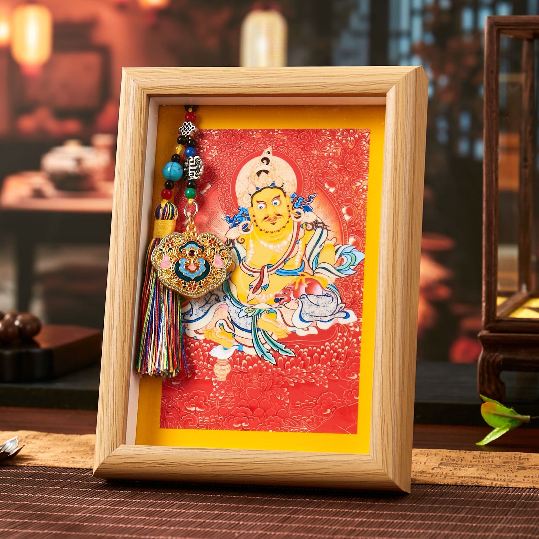 Zambala Thangka Yellow Wealth God Red Wealth God Tibetan Buddhism Buddha statue home decoration New Year gift for attracting wealth and treasure.