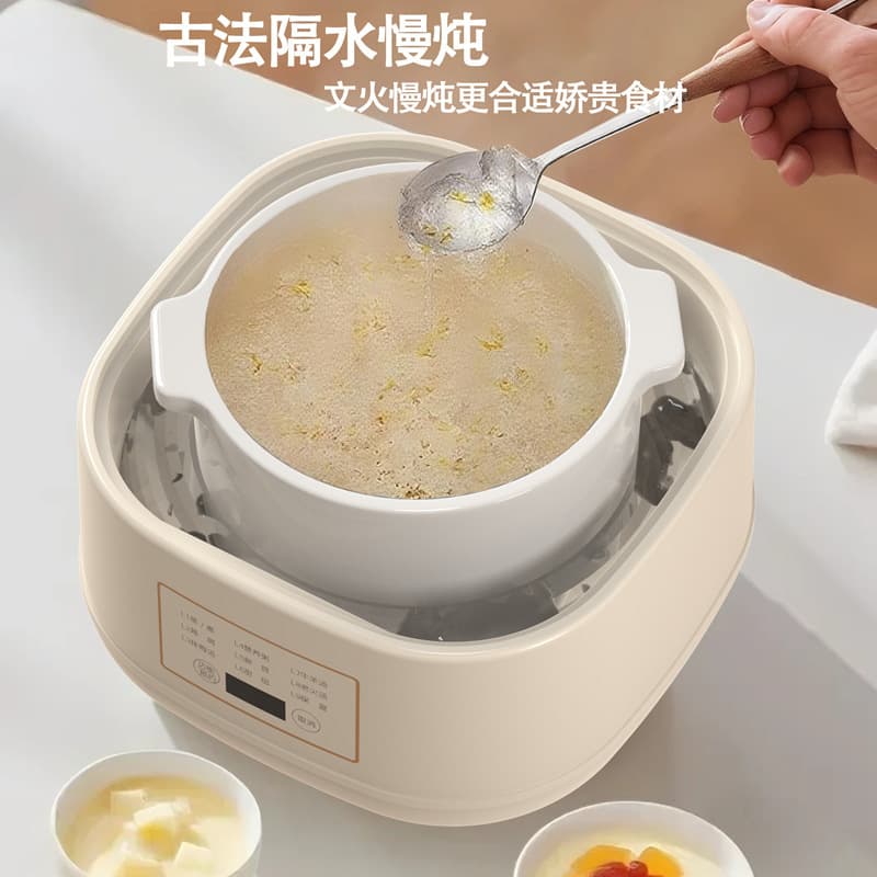 Water-Insulated Stew Pot for Bird's Nest, BB Baby Multifunctional Home Use, 4-6 Person Steamer and Stew Integrated Electric Pot, 3L Automatic