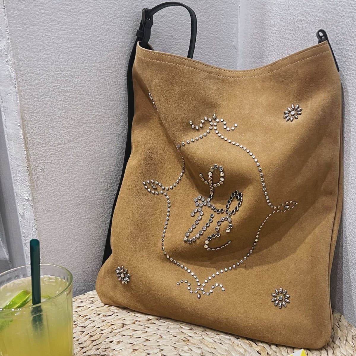Suede Tote Bag Spring/Summer New Style Underarm Large Bag Rhinestone Single Shoulder Bag Matte Leather Women's Bag Large Capacity Crossbody Bag