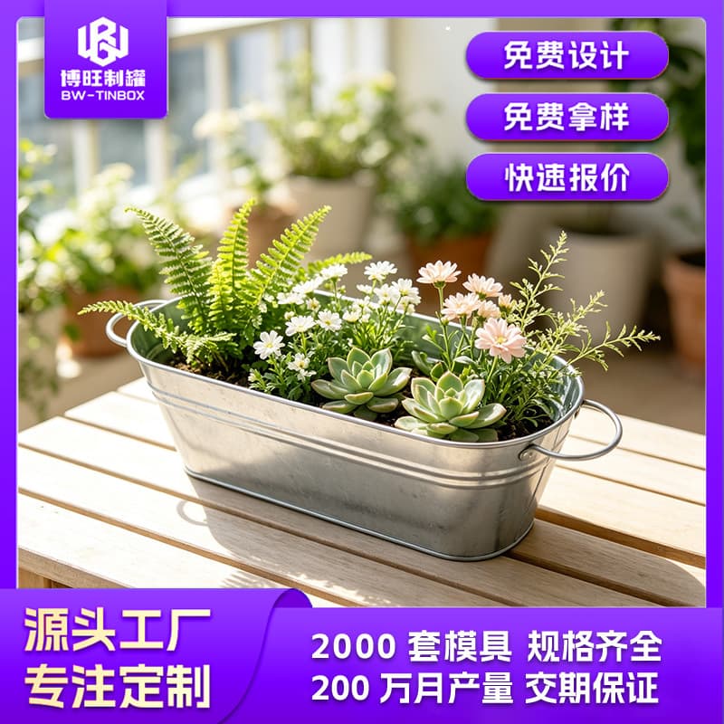 Zinc-plated Metal Rustic Planting Bucket Succulent Potted Flower Pot Artwork Portable Small Iron Bucket