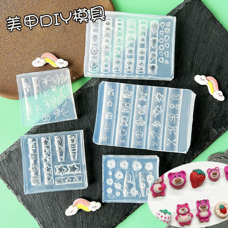Nail Art Silicone Mold Ranunculus Cartoon Animal DIY Relief Nail Decoration Mold Creative Epoxy UV Gel Mold