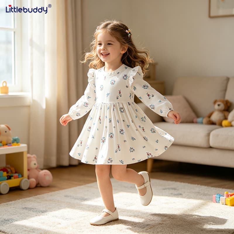 Cross-Border Autumn New Children's Long Sleeve Dress, Soft and Breathable Girls' Dress, European and American Style Children's Dress